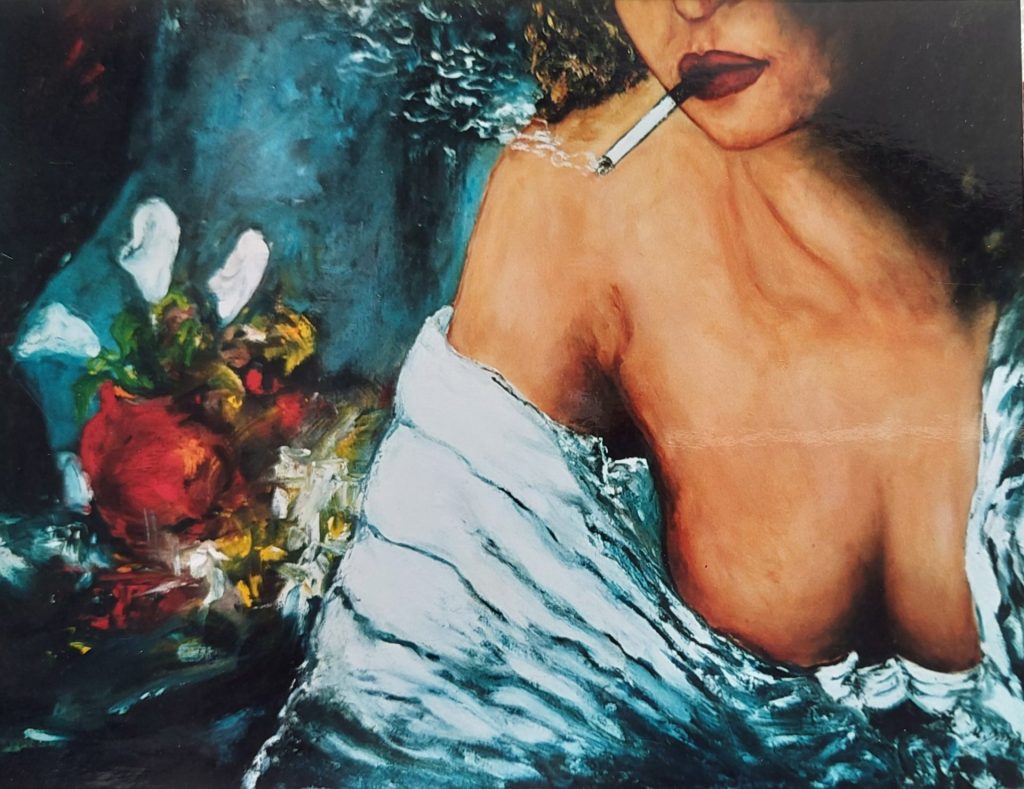 Stuhl und Besen in Hintergrund