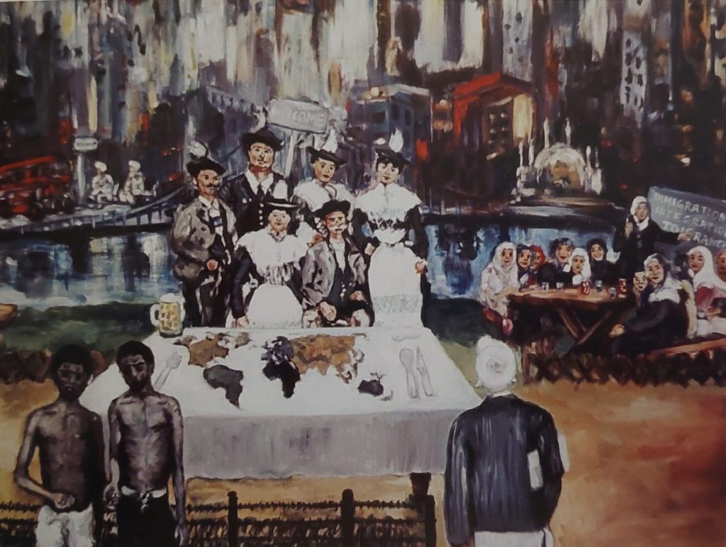 Stuhl und Besen in Hintergrund