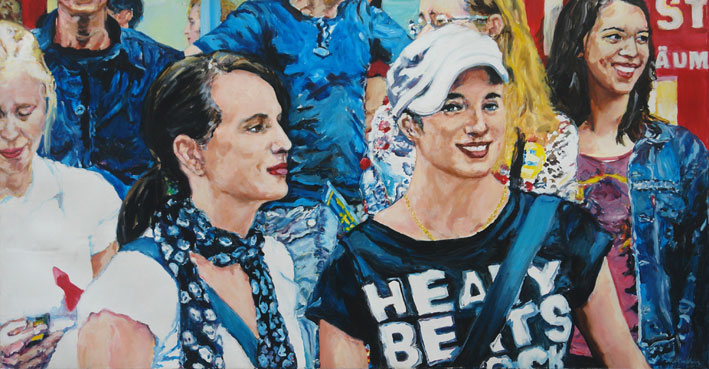 Straße mit Schuhreparaturgeschäft