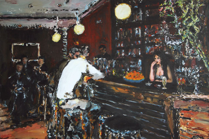 Wohnzimmer mit Hund und Bücher