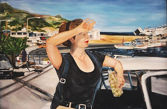 Frau mit rauchender Zigarette