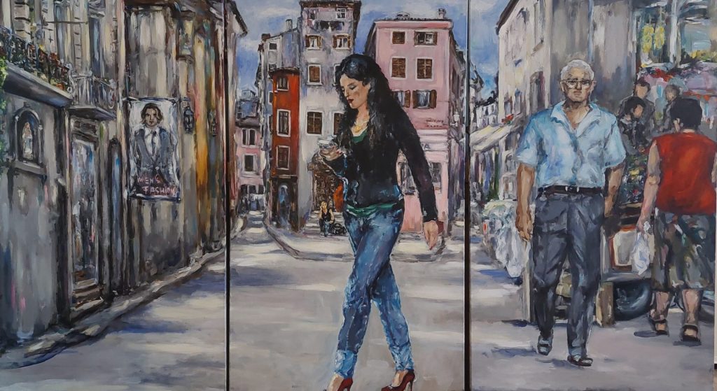 Wohnzimmer mit Hund und Bücher