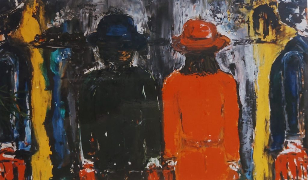 Zwei Personen in bunten Hüten